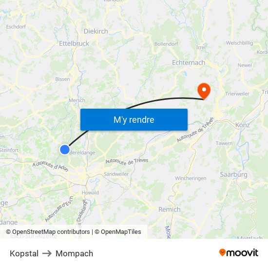 Kopstal to Mompach map