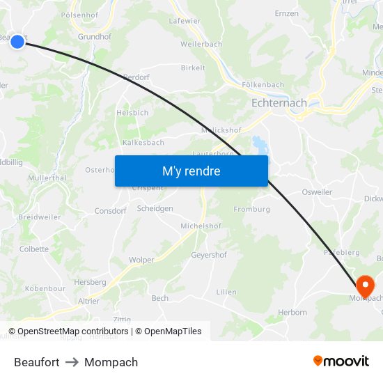 Beaufort to Mompach map