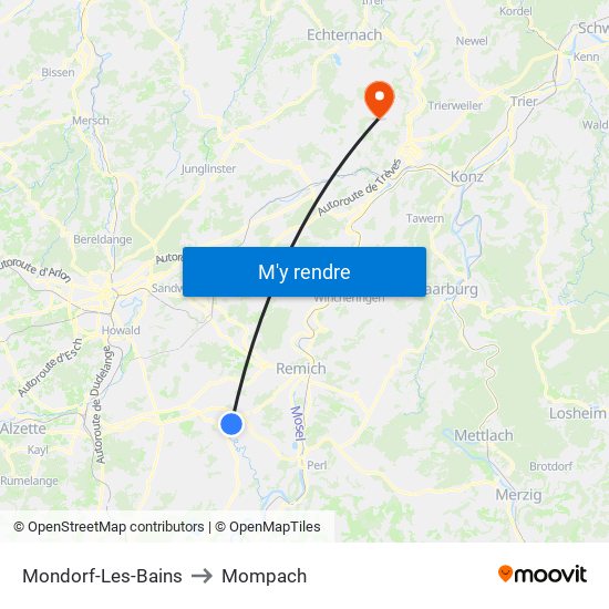 Mondorf-Les-Bains to Mompach map