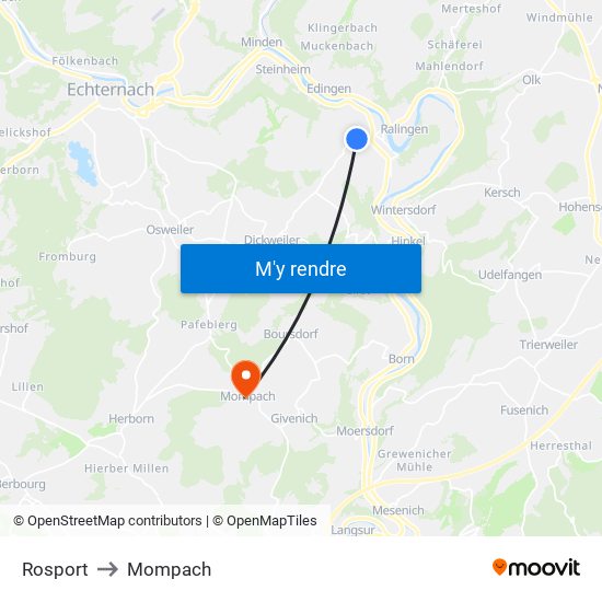 Rosport to Mompach map