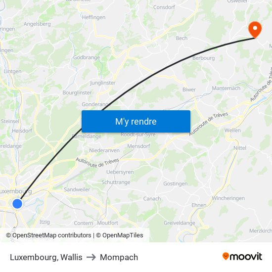 Luxembourg, Wallis to Mompach map