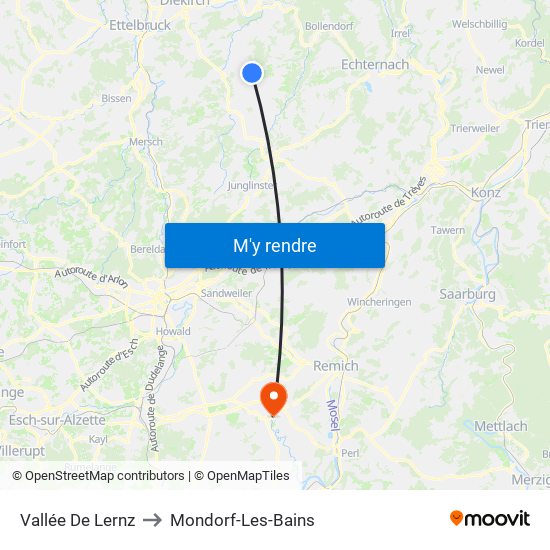 Vallée De Lernz to Mondorf-Les-Bains map