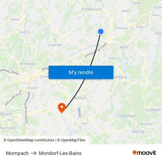 Mompach to Mondorf-Les-Bains map
