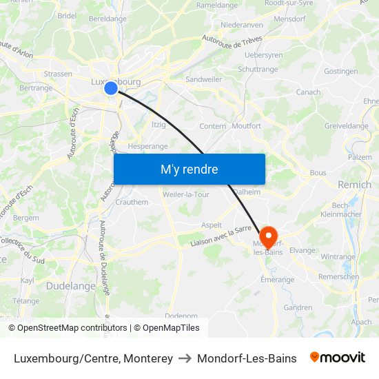 Luxembourg/Centre, Monterey to Mondorf-Les-Bains map