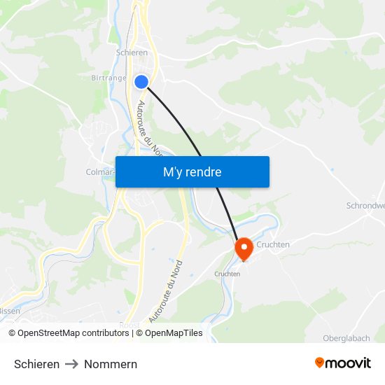 Schieren to Nommern map