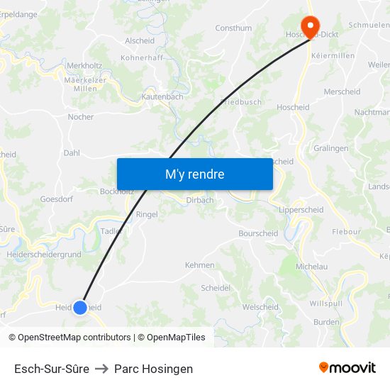 Esch-Sur-Sûre to Parc Hosingen map