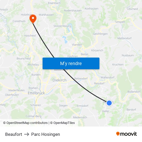 Beaufort to Parc Hosingen map