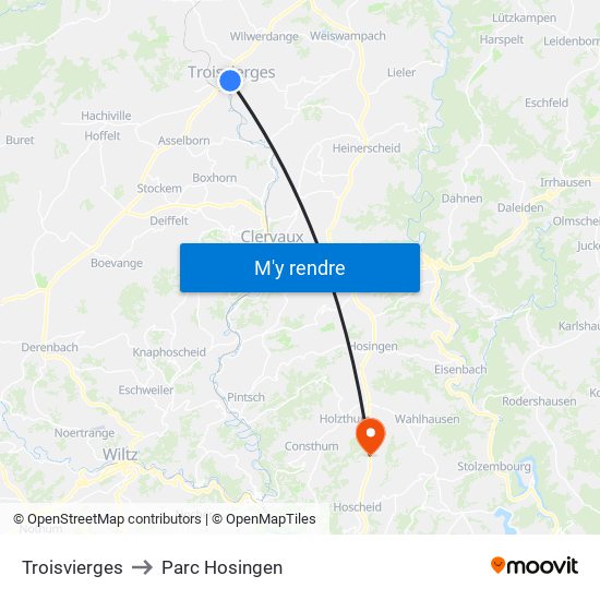 Troisvierges to Parc Hosingen map