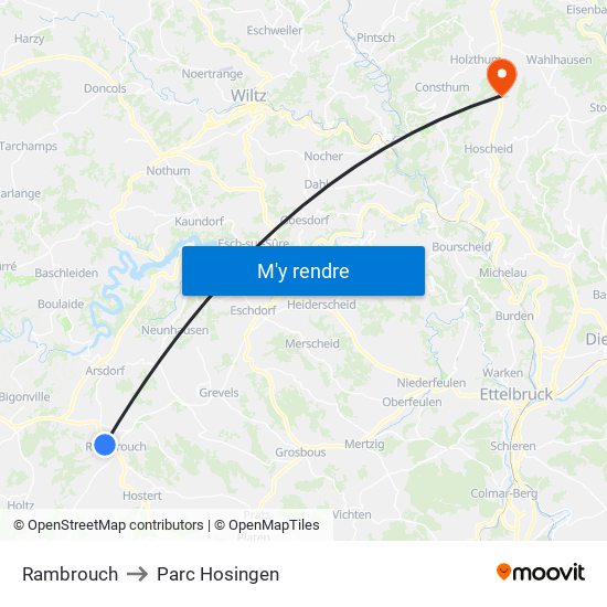 Rambrouch to Parc Hosingen map