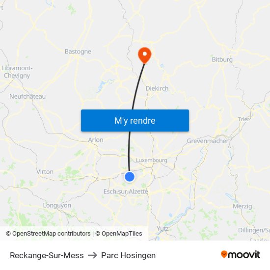 Reckange-Sur-Mess to Parc Hosingen map