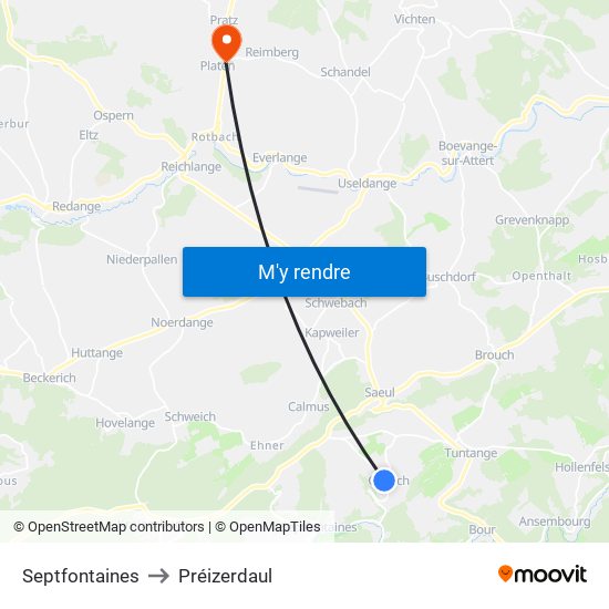 Septfontaines to Préizerdaul map