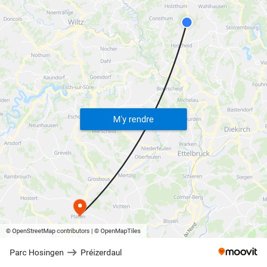 Parc Hosingen to Préizerdaul map