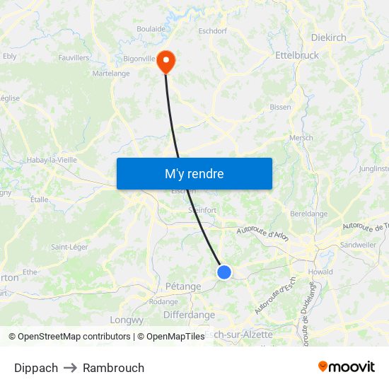 Dippach to Rambrouch map