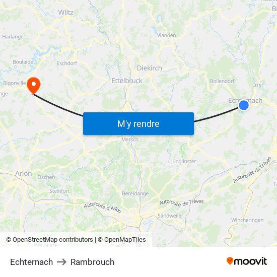 Echternach to Rambrouch map