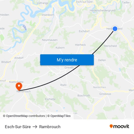 Esch-Sur-Sûre to Rambrouch map