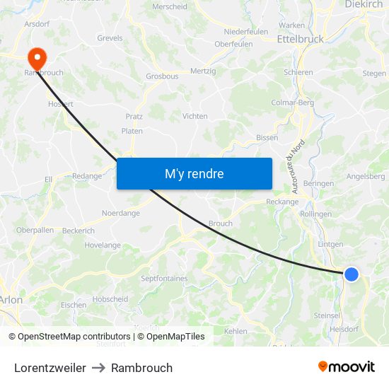 Lorentzweiler to Rambrouch map