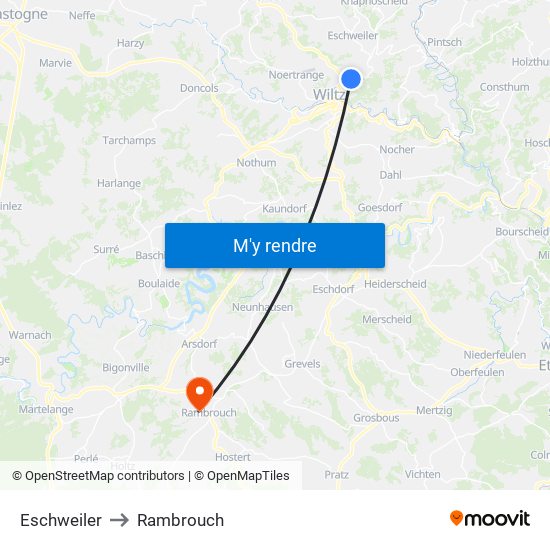 Eschweiler to Rambrouch map