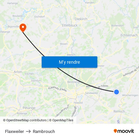 Flaxweiler to Rambrouch map