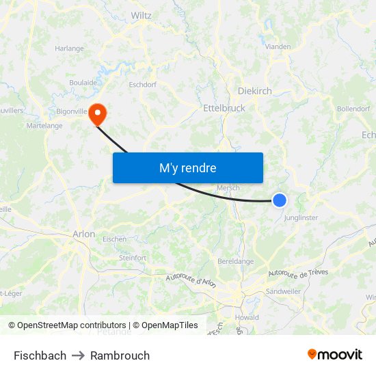 Fischbach to Rambrouch map