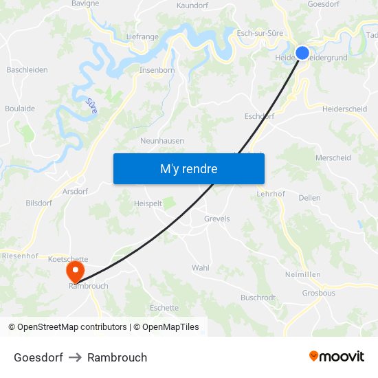Goesdorf to Rambrouch map
