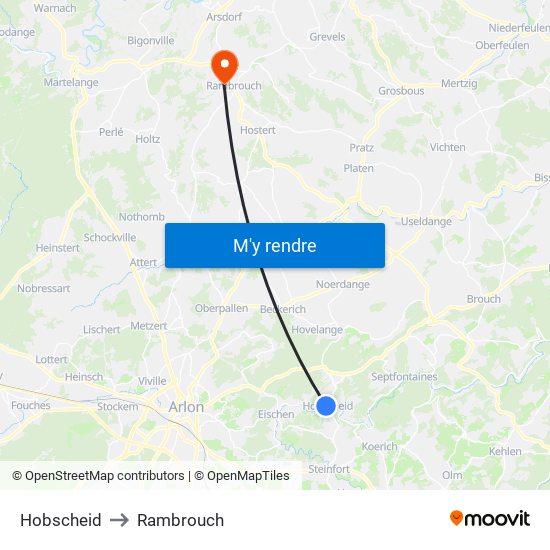 Hobscheid to Rambrouch map