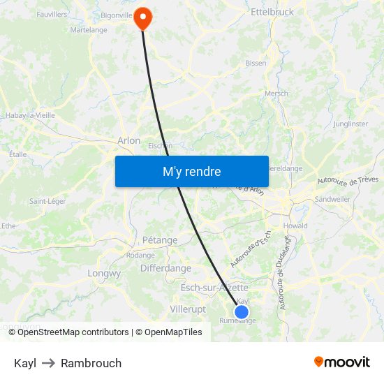 Kayl to Rambrouch map