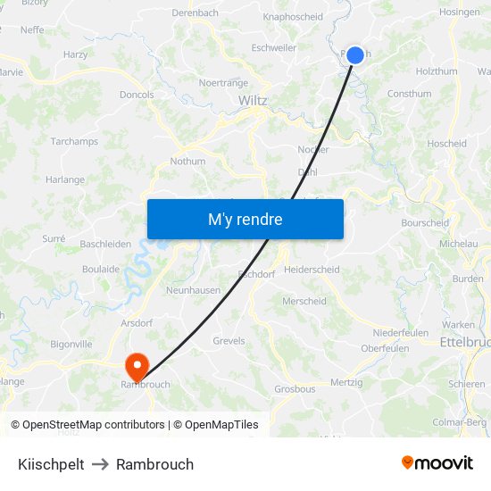 Kiischpelt to Rambrouch map