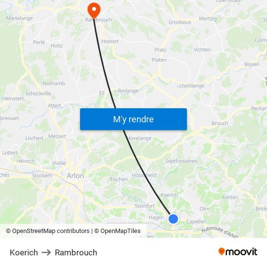 Koerich to Rambrouch map