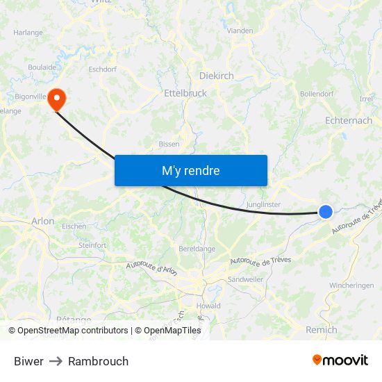 Biwer to Rambrouch map