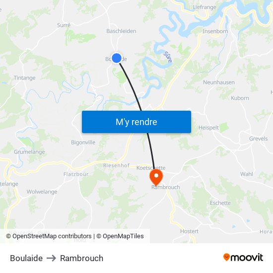 Boulaide to Rambrouch map