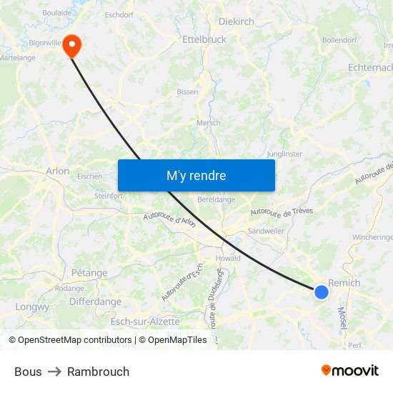 Bous to Rambrouch map