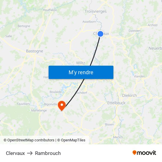 Clervaux to Rambrouch map