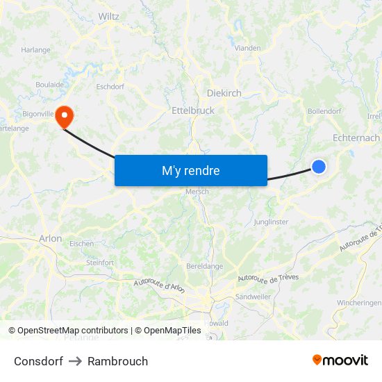 Consdorf to Rambrouch map