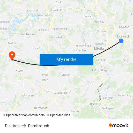 Diekirch to Rambrouch map