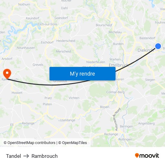 Tandel to Rambrouch map