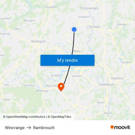 Wincrange to Rambrouch map