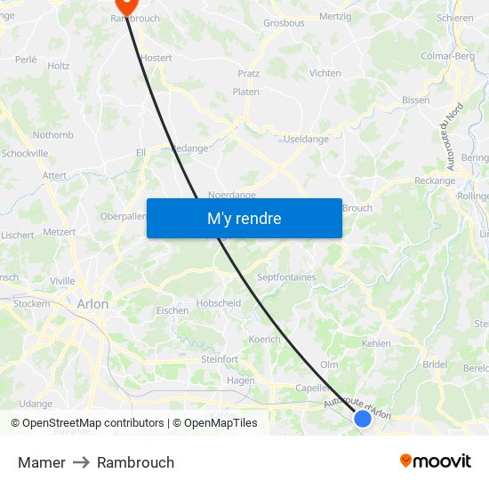 Mamer to Rambrouch map