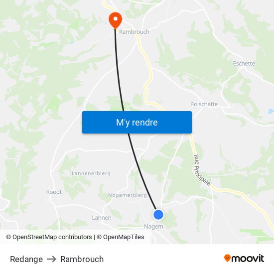 Redange to Rambrouch map