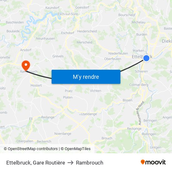 Ettelbruck, Gare Routière to Rambrouch map