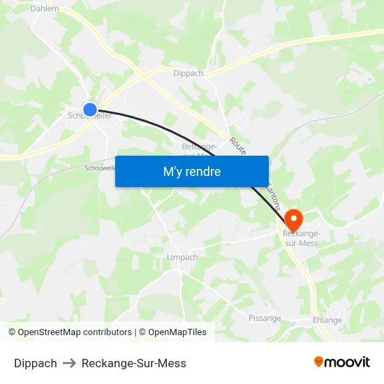 Dippach to Reckange-Sur-Mess map