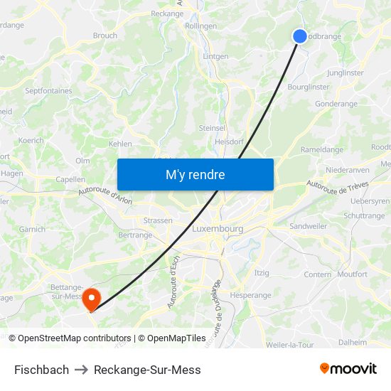 Fischbach to Reckange-Sur-Mess map