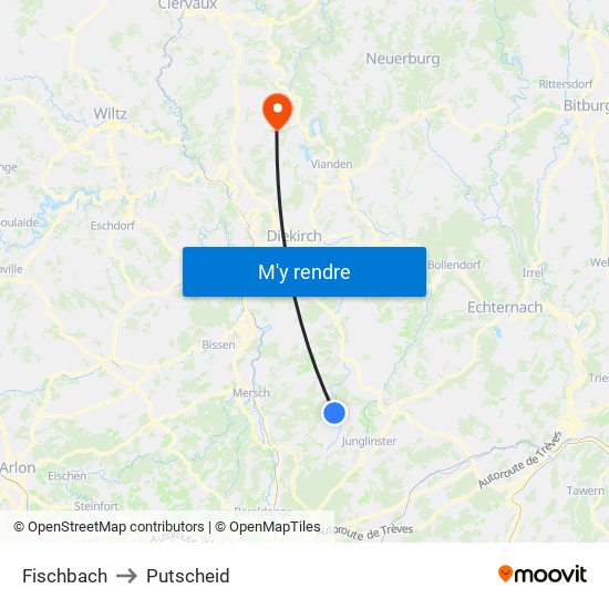 Fischbach to Putscheid map