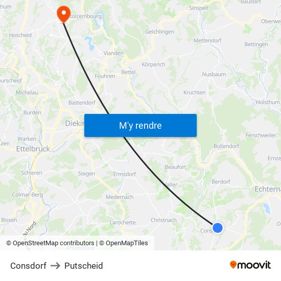 Consdorf to Putscheid map