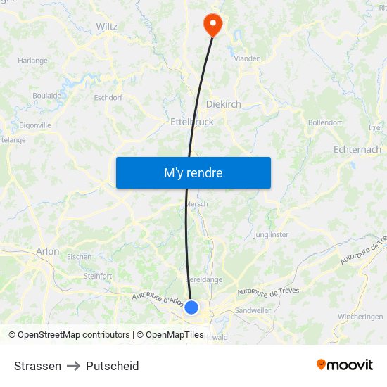 Strassen to Putscheid map