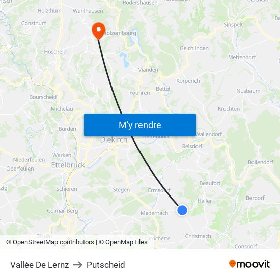 Vallée De Lernz to Putscheid map