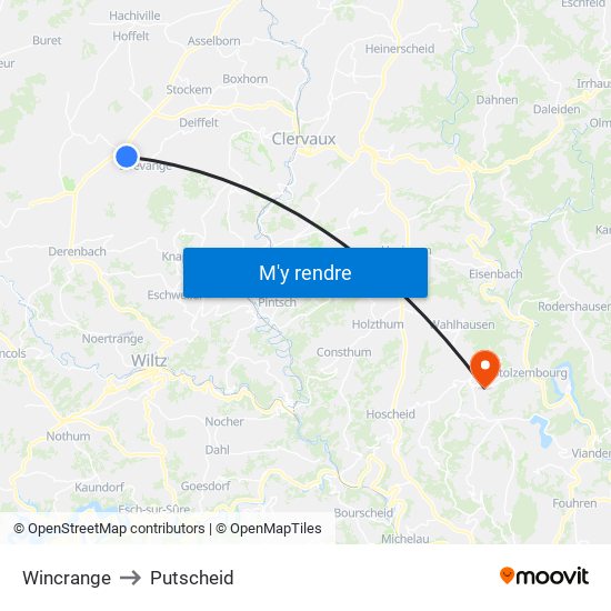 Wincrange to Putscheid map