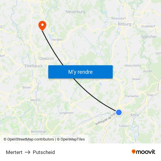 Mertert to Putscheid map