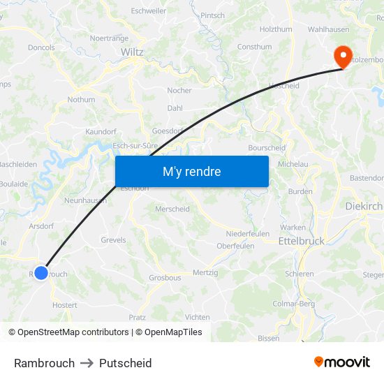 Rambrouch to Putscheid map