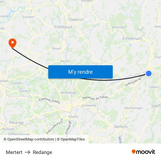 Mertert to Redange map
