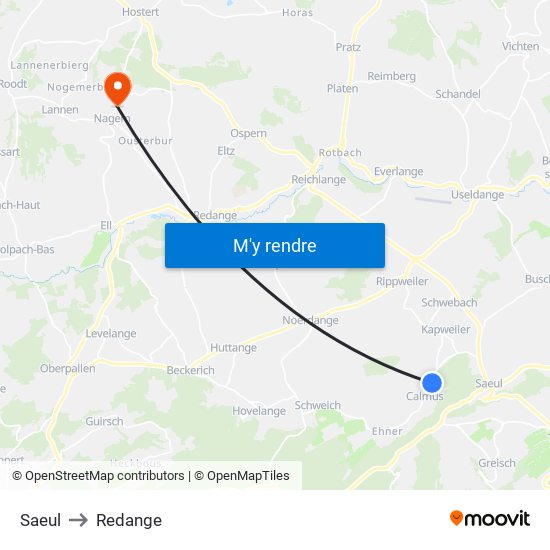 Saeul to Redange map